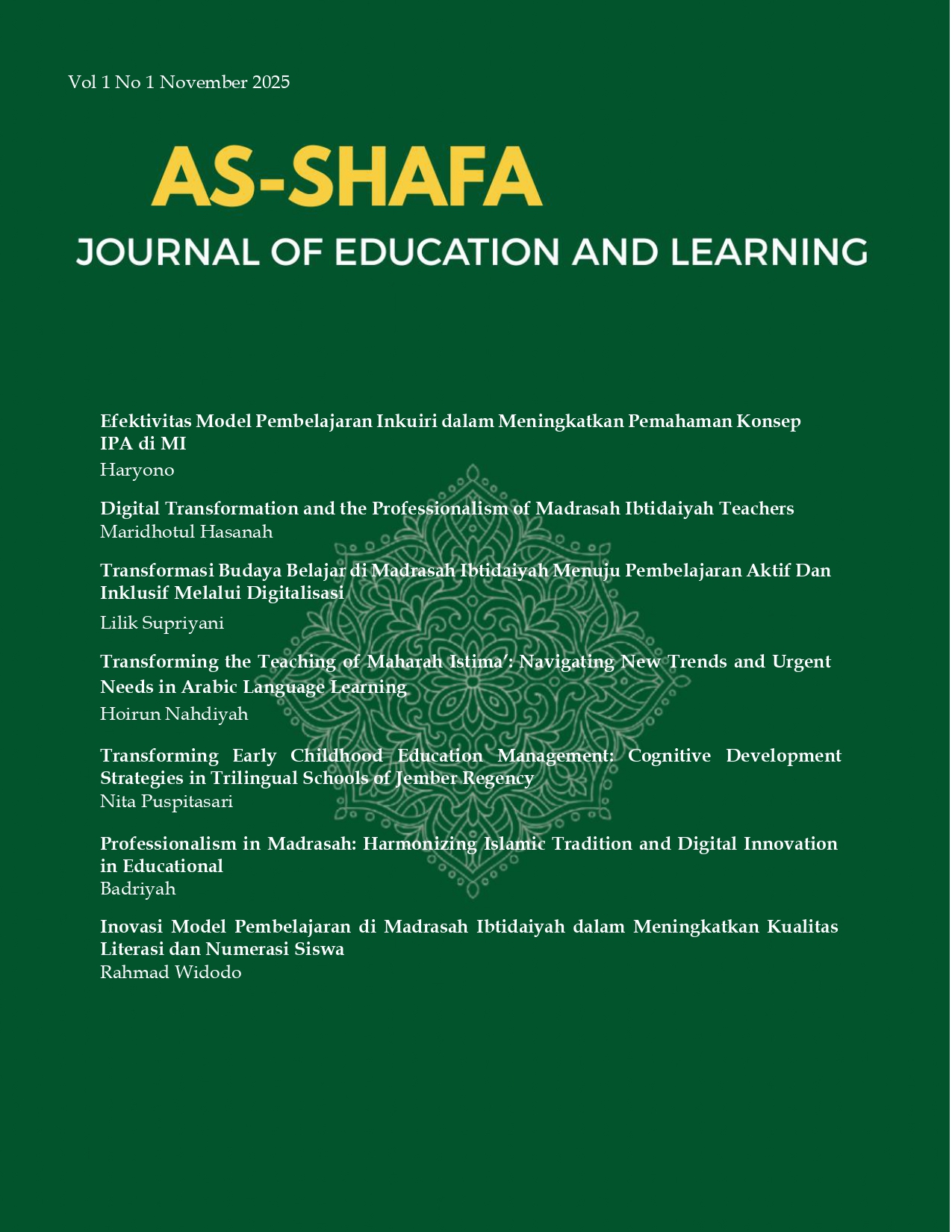 					View Vol. 1 No. 1 (2025): November
				